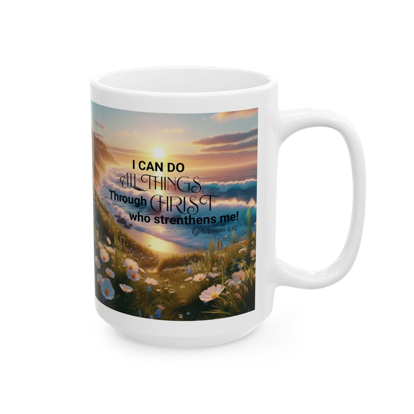 Ceramic Mug - 'Philippians 4:13' - Nature Scene (11oz & 15oz)