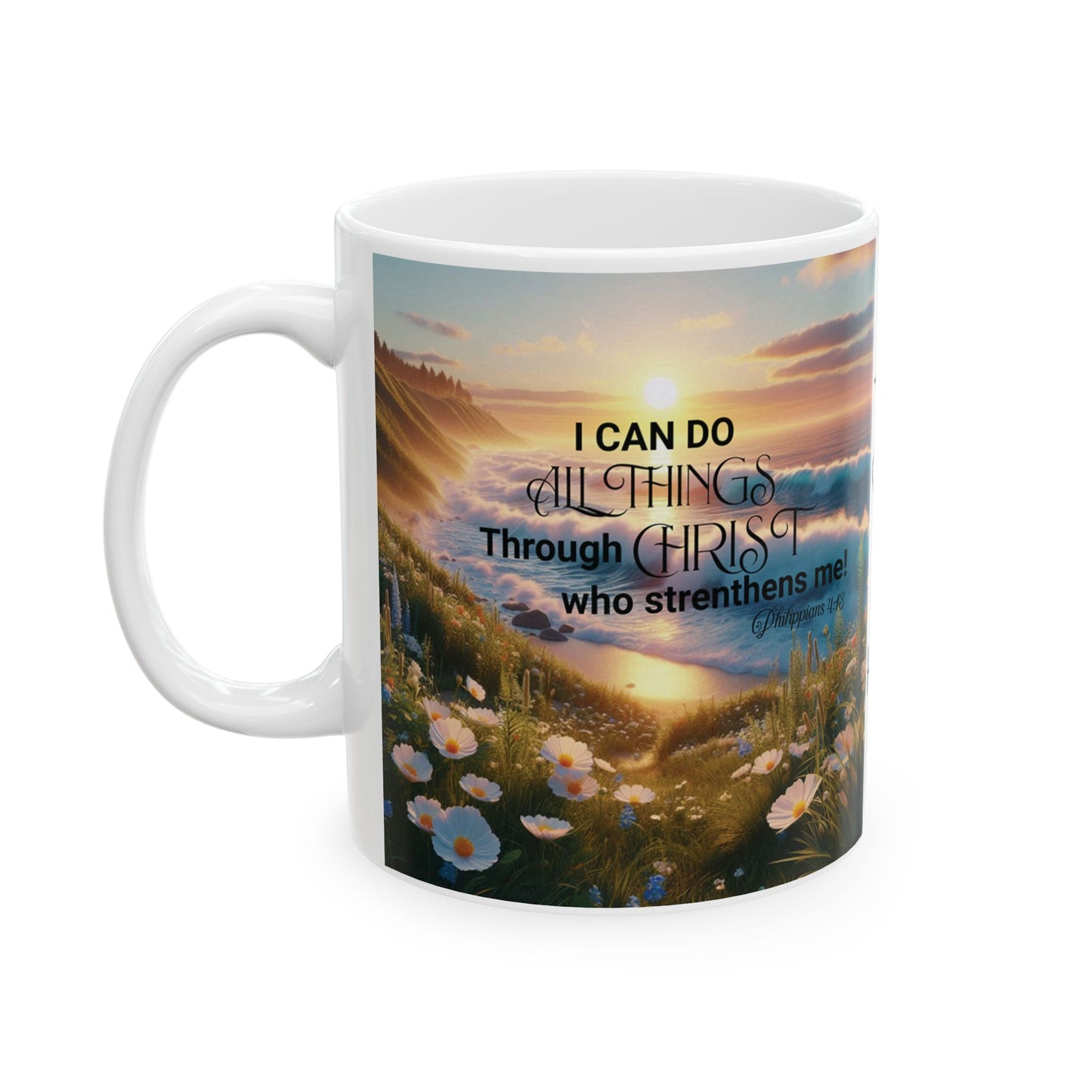 Ceramic Mug - 'Philippians 4:13' - Nature Scene (11oz & 15oz)