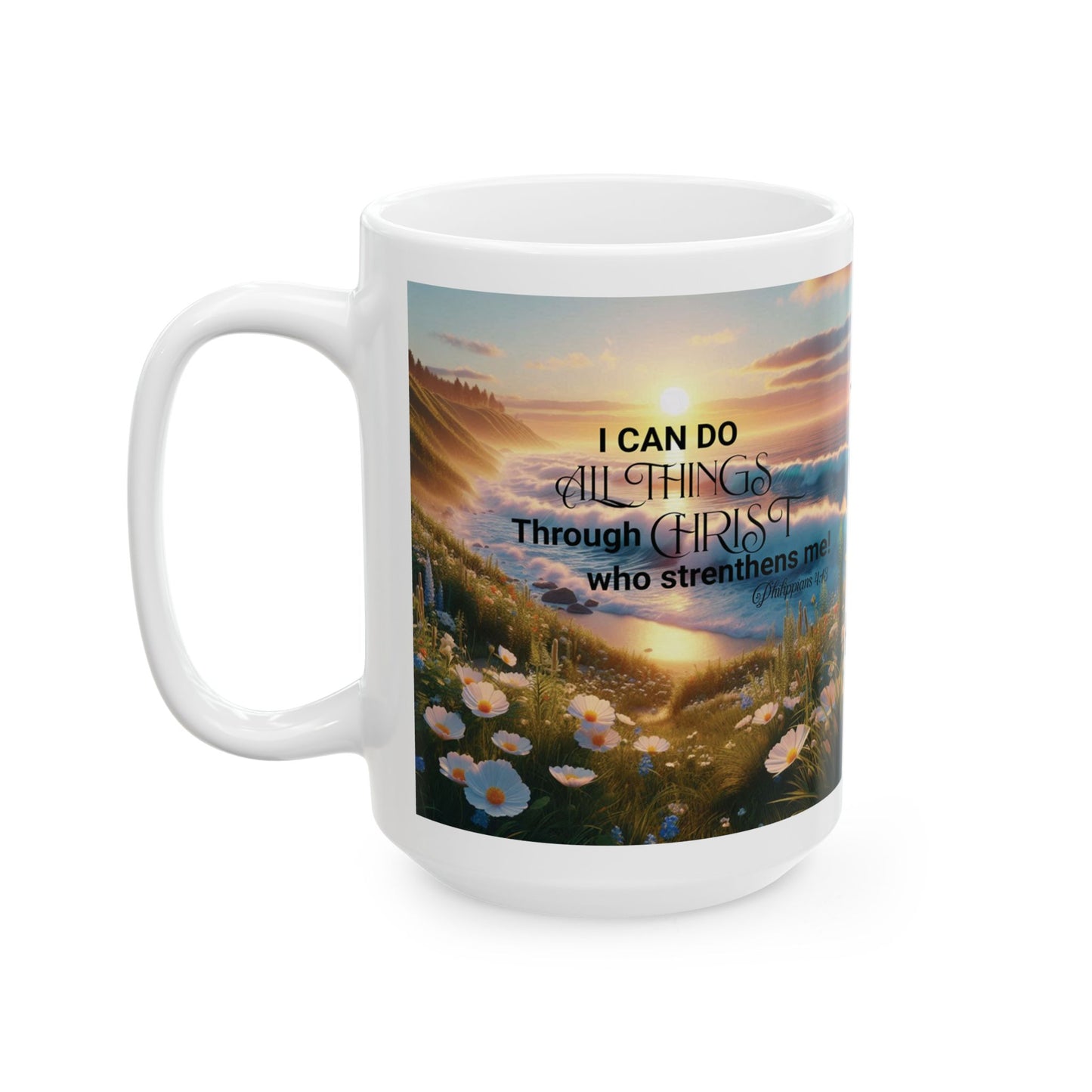 Ceramic Mug - 'Philippians 4:13' - Nature Scene (11oz & 15oz)