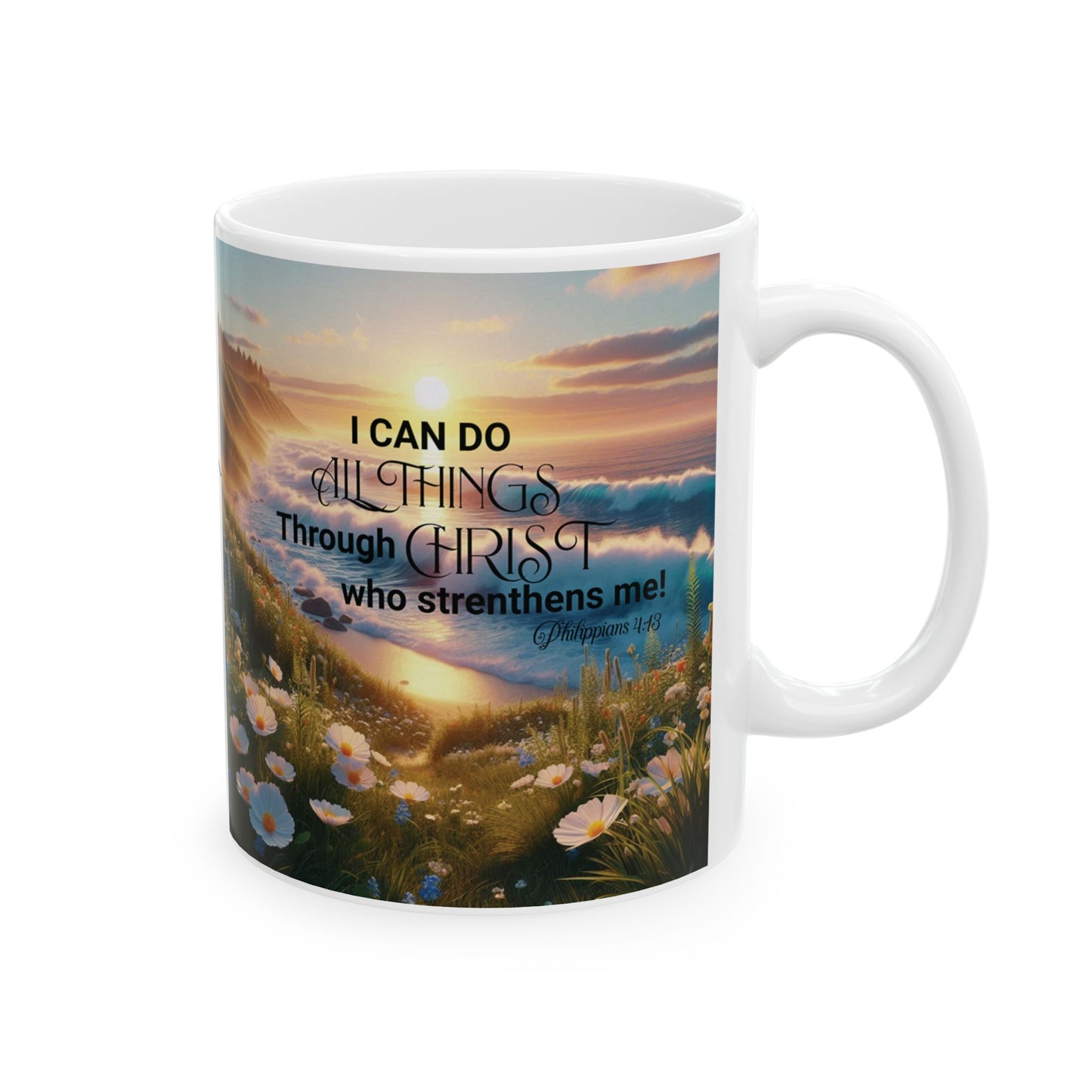 Ceramic Mug - 'Philippians 4:13' - Nature Scene (11oz & 15oz)